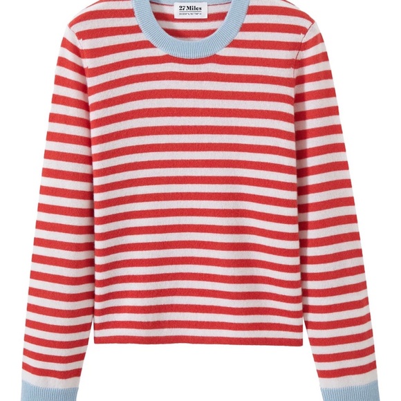 27 Miles Red and White Striped Women's Sweater